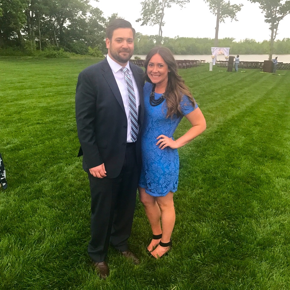 Blue Lace Donna Morgan Mini Dress